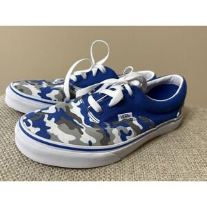 Vans Era Classic Skate Shoes Juniors Sz 6 Blue Primary Camo Sneakers Blue‎ White